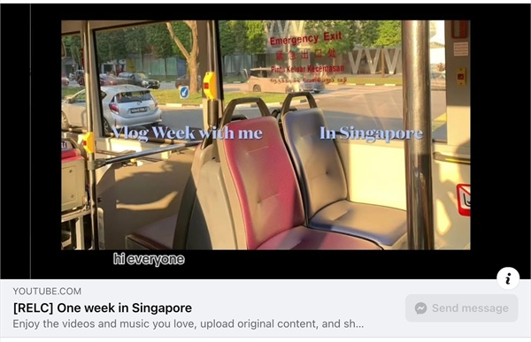 [ผลงานนิสิต] "One week in Singapore" โดยนางสาวน่านน้ำ เอ้งฉ้วน นิสิตที่ได้รับทุน เรียนรู้ภาษาและวัฒนธรรมสู่ความเป็นสากล ไปพัฒนาทักษะภาษา ณ RELC ประเทศสิงคโปร์
