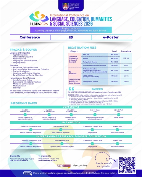 [ประชาสัมพันธ์จากหน่วยงานภายนอก] 📚 Calling All Knowledge Seekers & Sharers! 🌟 Academy of Language Studies, Universiti Teknologi MARA Kelantan Branch, Malaysia
