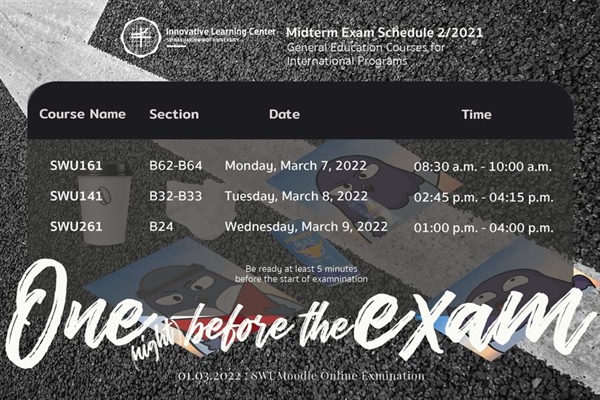 Midterm Exam Schedule 2/2021 General Education Courses for International Programs