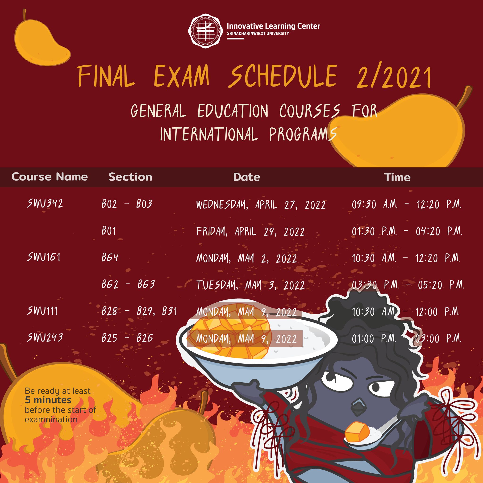 Final Exam Schedule 2/2021 General Education Courses for International
