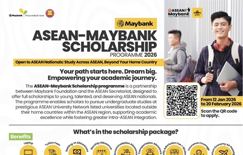 ทุนการศึกษา ASEAN–Maybank Scholarship Programme 2026