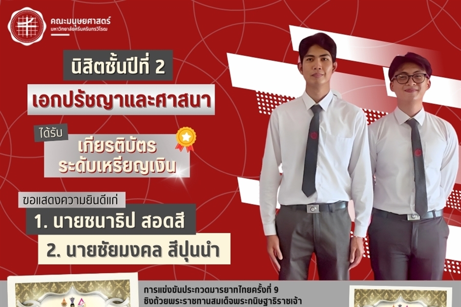 คณะมนุษยศาสตร์ขอแสดงความยินดีแก่นิสิตหลักสูตร ศศ.บ.ปรัชญาและศาสนา...