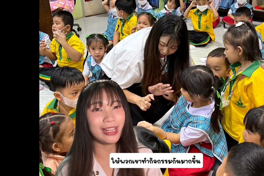 คลิปวิดีโอถ่ายทอดประสบการณ์การสอนภาษาจีนของนิสิตให้แก่นักเรียนระดับอนุบา...