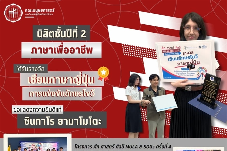 คณะมนุษยศาสตร์ขอแสดงความยินดีแก่นิสิตศศ.บ.ภาษาเพื่ออาชีพ...