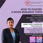 Master of Arts in English, Faculty of Humanities is inviting you to attend the online workshop "How to Choose a Good Research Topic".
