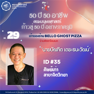 #29 นายบัณฑิต เตชะธนะวัฒน์ ศิษย์เก่า วท.บ.สาขาจิตวิทยา เจ้าของร้าน BELLO ghost pizza ร้านพิซซ่าโฮมเมด