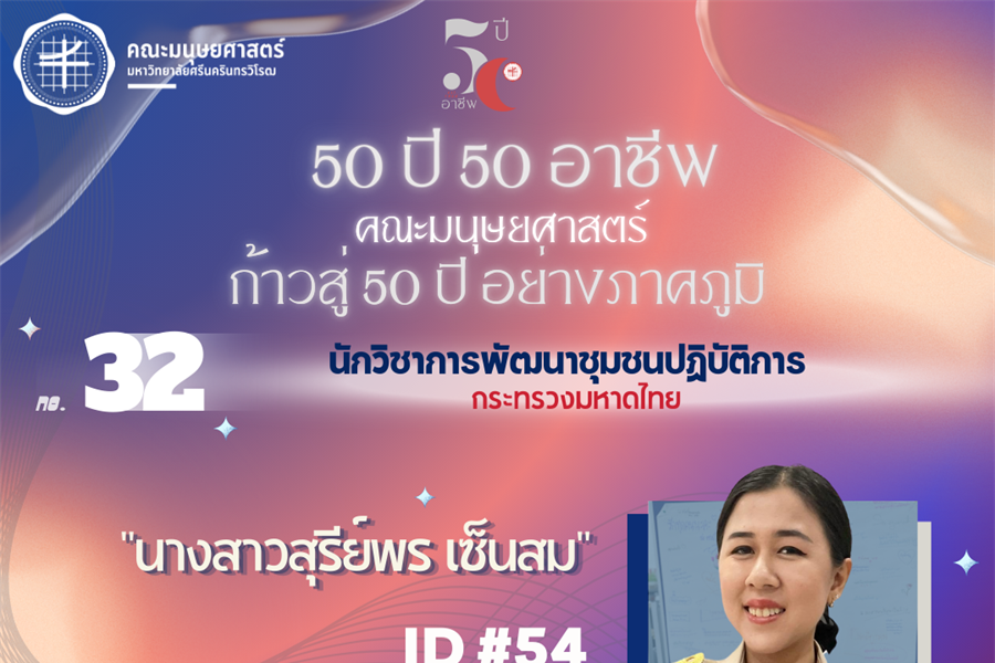 #32 นางสาวสุรีย์พร เซ็นสม ศิษย์เก่า สาขา ศศ.บ.ภาษาตะวันออก (เวียดนาม)...