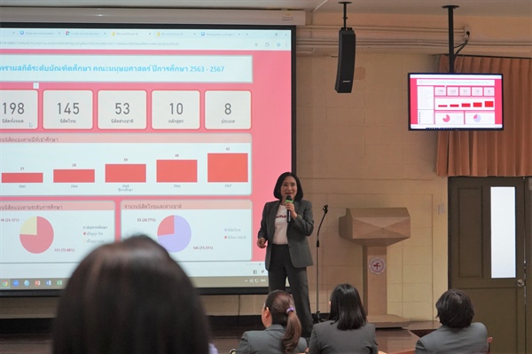 18 มิถุนายน 2568 | ผู้ช่วยศาสตราจารย์ ดร.อัญชลี จันทร์เสม คณบดีคณะมนุษยศาสตร์ เข้าร่วมเป็นประธานในการประชุมบุคลากร คณะมนุษยศาสตร์ ณ ห้องประชุมอาคาร 14 มมหาวิทยาลัยศรีนครินทรวิโรฒ
